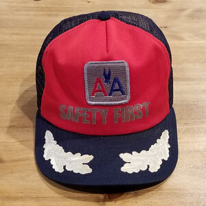 Vintage American Airlines Safety First Hat Snapback 70s 80s Scramble Eggs Plane